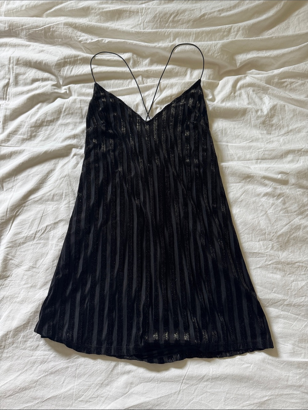 Forever 21 Black Striped Slip Mini Dress